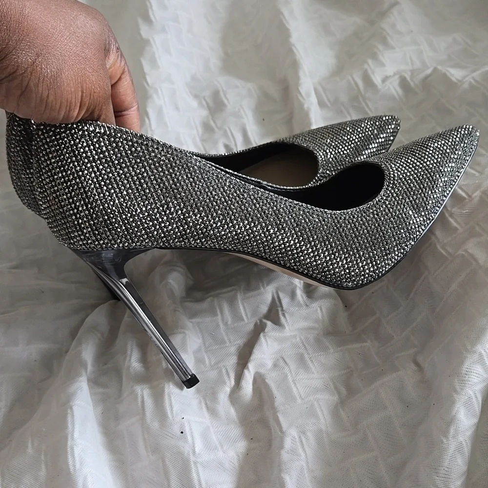 Mix No6 Danyah Elegant Glitter Silver Women's Heels Pumps Stiletto Heels Formal